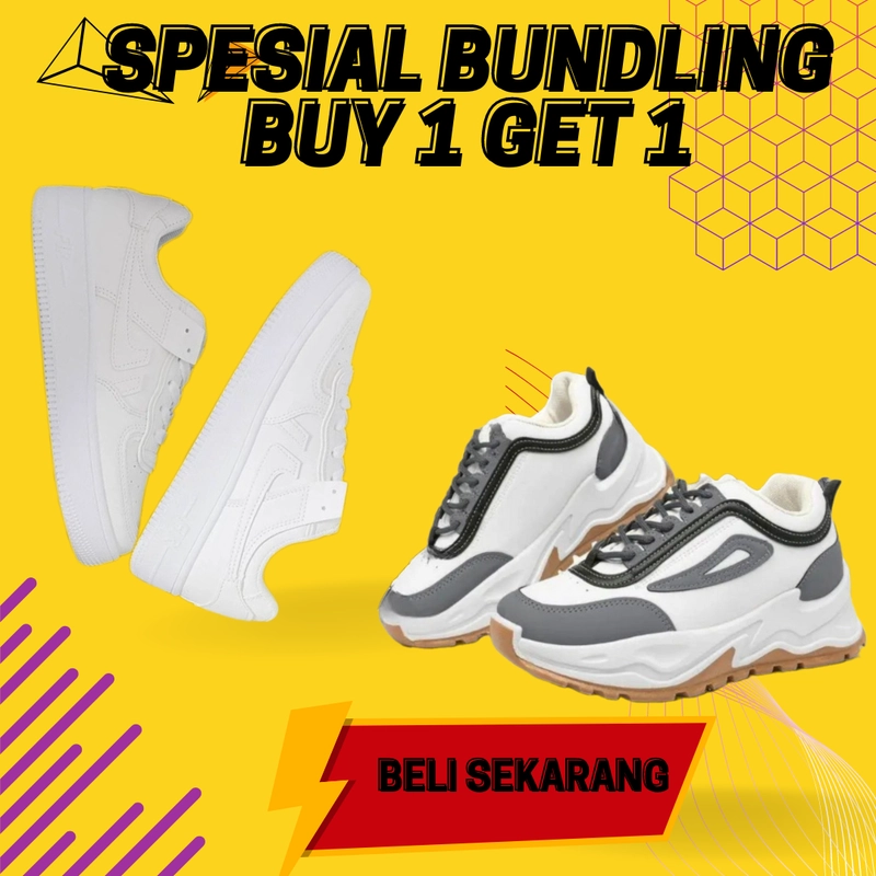 Product image LUXIA - Promo Buy 1 Get 1 Sepatu Kets Sneaker Wanita LBY-03 & LKP-01 41 PUTIH & GREY