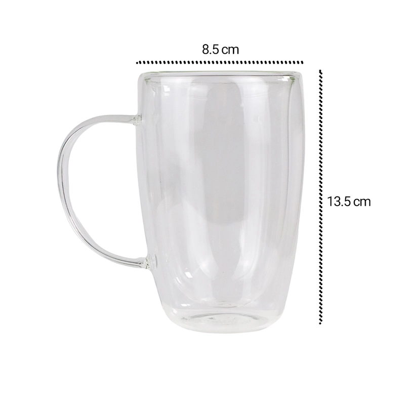 Product image RUMAH RAYA - (PO) Gelas Cangkir Kopi Anti Panas Double-Wall Round Series 410ml with Handle 410 ml 1 pcs