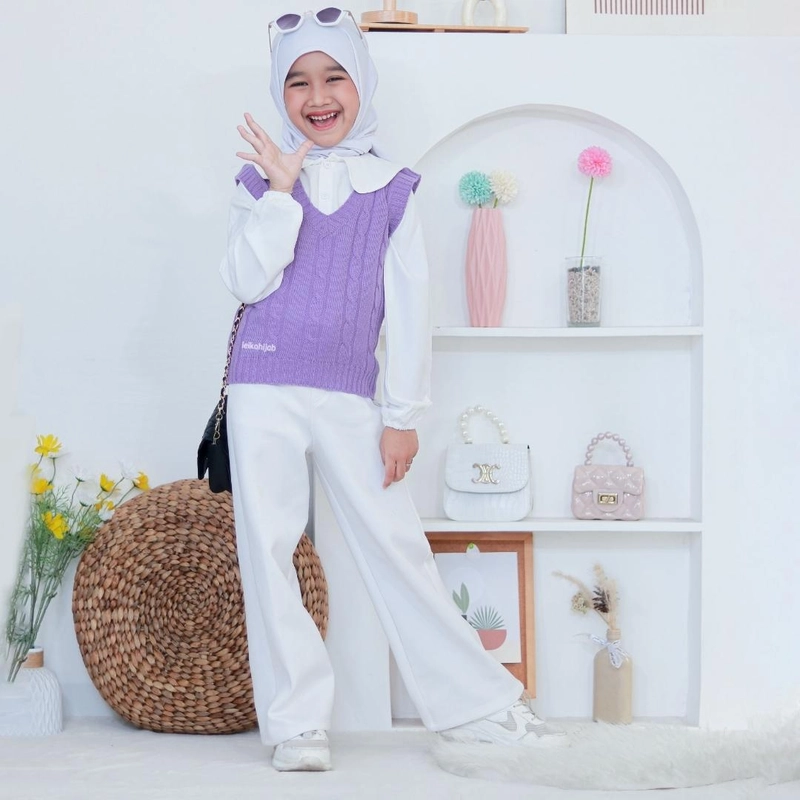 Product image Leika - Leika - HILYA VEST ROMPI ANAK RAJUT KOREAN STYLE ATASAN ANAK PEREMPUAN Allsize PURPLE