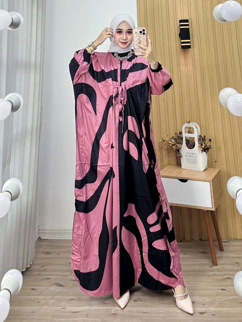 Product image Batik Ayodha - KAFTAN CENTINI ALLSIZE JUMBO LENGAN KERUT Allsize Pink