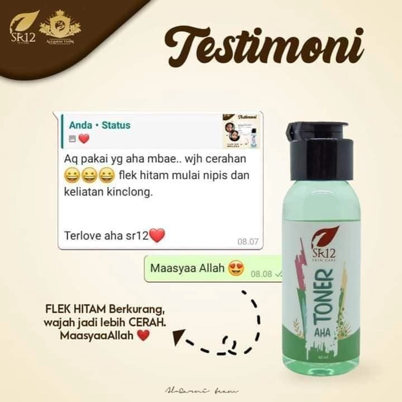 Product image SR12 Toner AHA Toner Eksfoliasi Kulit Kering Dan Memudarkan Flek Hitam 60 ml Toner AHA
