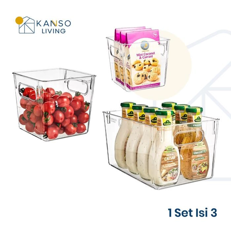 Product image Kanso Living - Kanso Living Kotak Penyimpanan Kontainer Makanan Kulkas Storage Box - 1 Set Isi 3 2200 1 Set isi 3