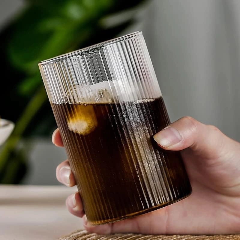Product image RUMAH RAYA - (PO) Gelas Japanese Striped Heat Resistant 450ml + sendok - SF-455 1 Pcs Putih/Transparent
