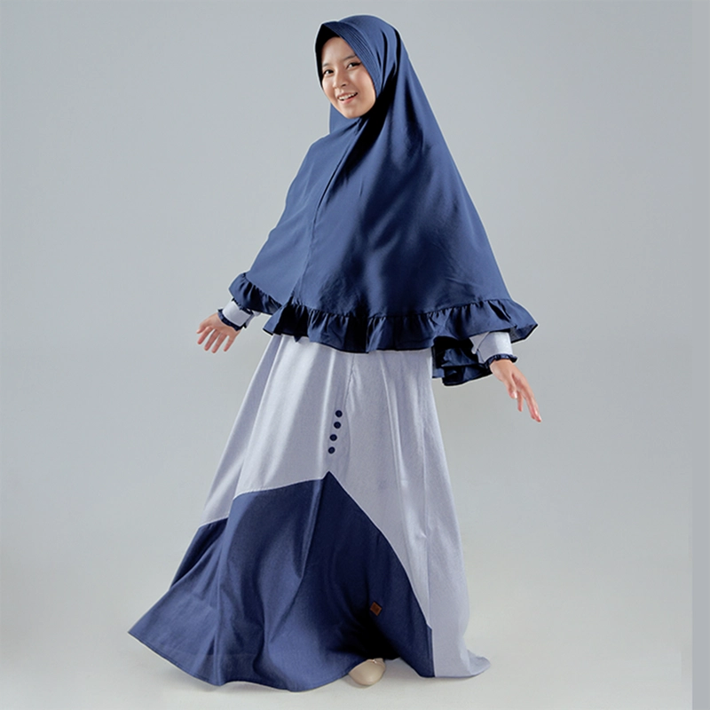 Product image MOSCOU - Baju Busana Dress Gamis Wanita Set Khimar Hijab Muslim Muslimah Syari Syar'I Remaja Ibu Busui Dewasa Simple Simpel Elegan Casual Lebaran Terbaru Kekinian Katun Madinah Premium Adem Lembut Biru Navy Dongker Motif M Biru