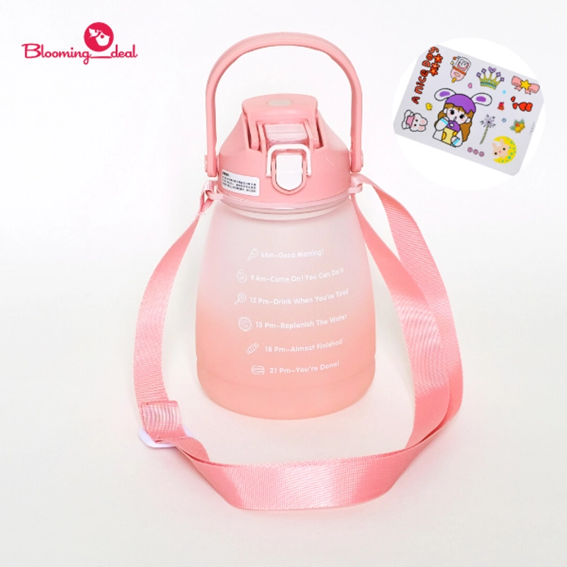 Product image Blooming Deal - Botol Minum 2 in 1 Big Belly Doff Gradasi Motivation Bottle 1300ml (KJ-100) 1 pcs Pink