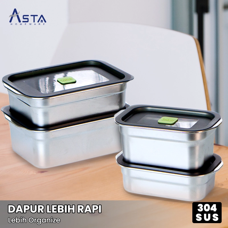 Product image Asta Wadah Penyimpanan Makanan Stainless Steel 304 Food Container Kedap Udara Ukuran 700ml