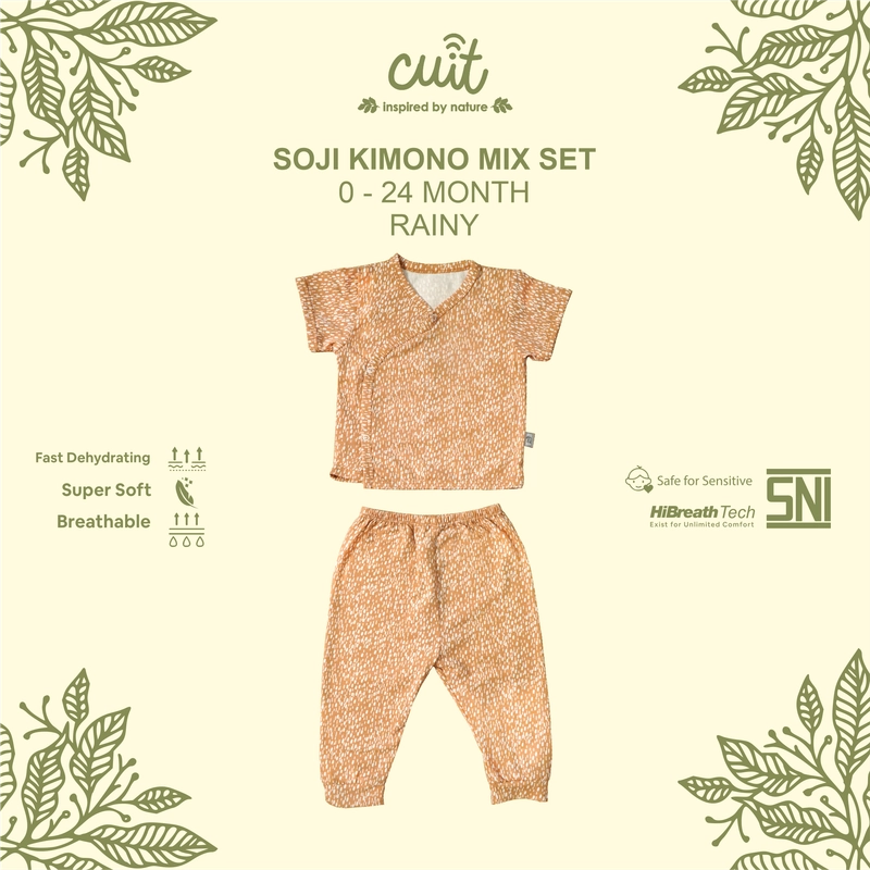 Product image Kintakun Baby - Kintakun Baby X Cuit Kimono Set Bayi Snap Button Mix Tangan Pendek Celana Panjang Anak Soji 0-2 Tahu M (6-12 Bulan) Rainy