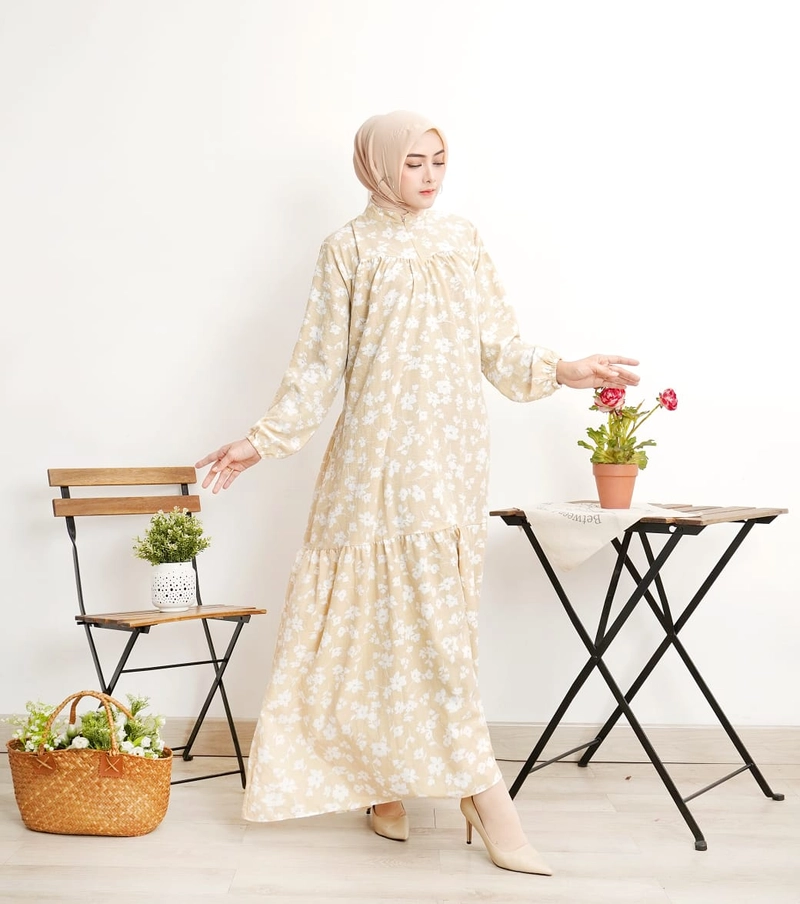 Product image Giat Makmur [TA] - Gamis Premium Corak Bunga Cantik Allsize Pink