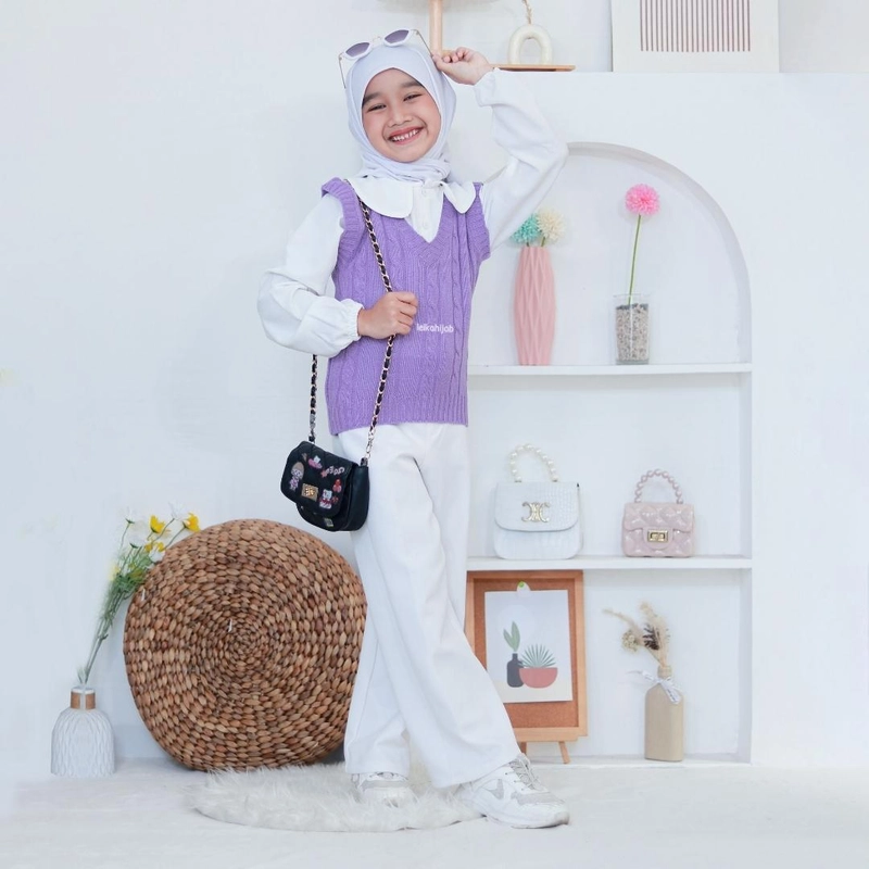 Product image Leika - Leika - HILYA VEST ROMPI ANAK RAJUT KOREAN STYLE ATASAN ANAK PEREMPUAN Allsize PURPLE
