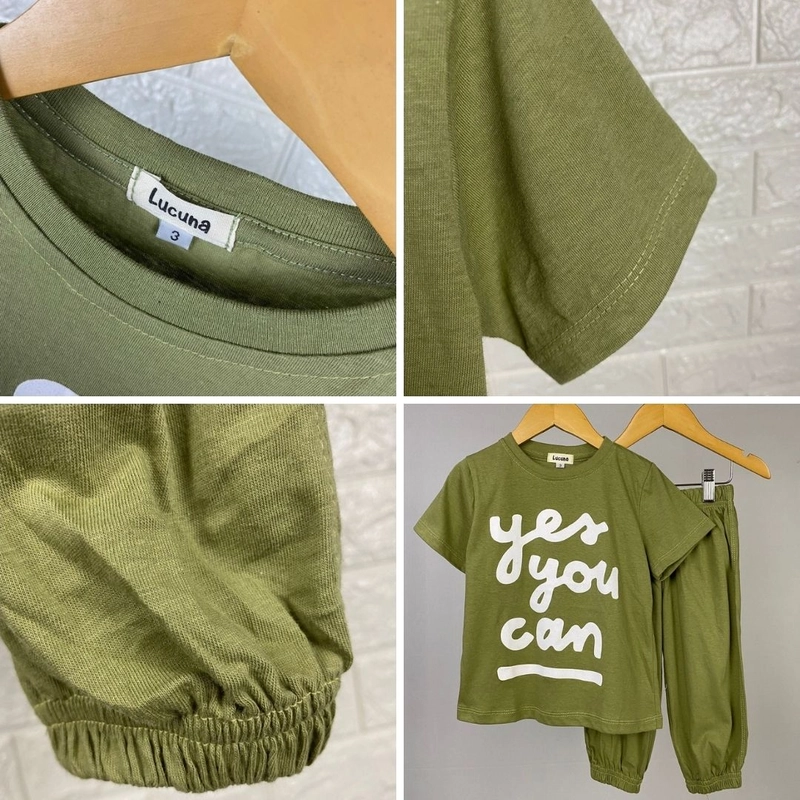 Product image Lucuna - Arra Setelan Kaos Anak Katun Unisex Cowok Cewek 1 Olive