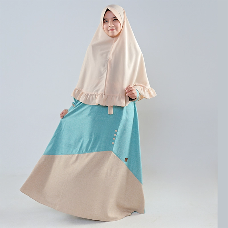 Product image Baju Busana Dres Dress Gamis Wanita Dewasa Simple Simpel Kondangan Lebaran Hijau Wardah Khaki M Turquoise Khaki