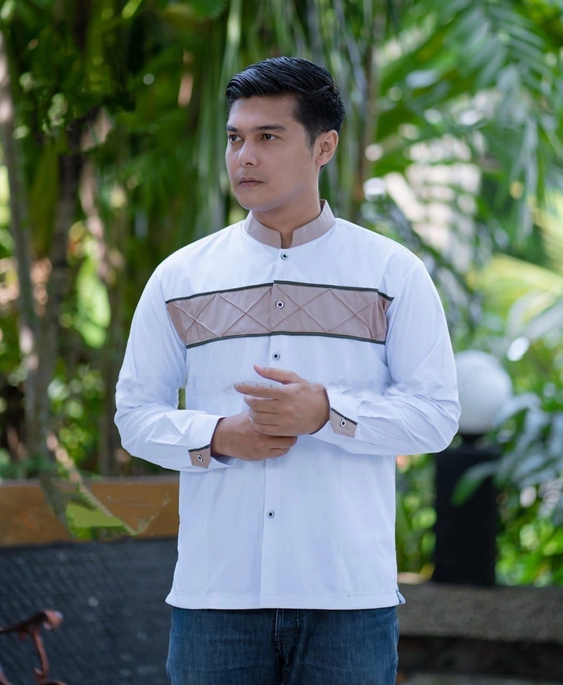 Product image Juragan Kurta - Baju koko pria dewasa terbaru lengan panjang motif rajut M Rajut putih 1