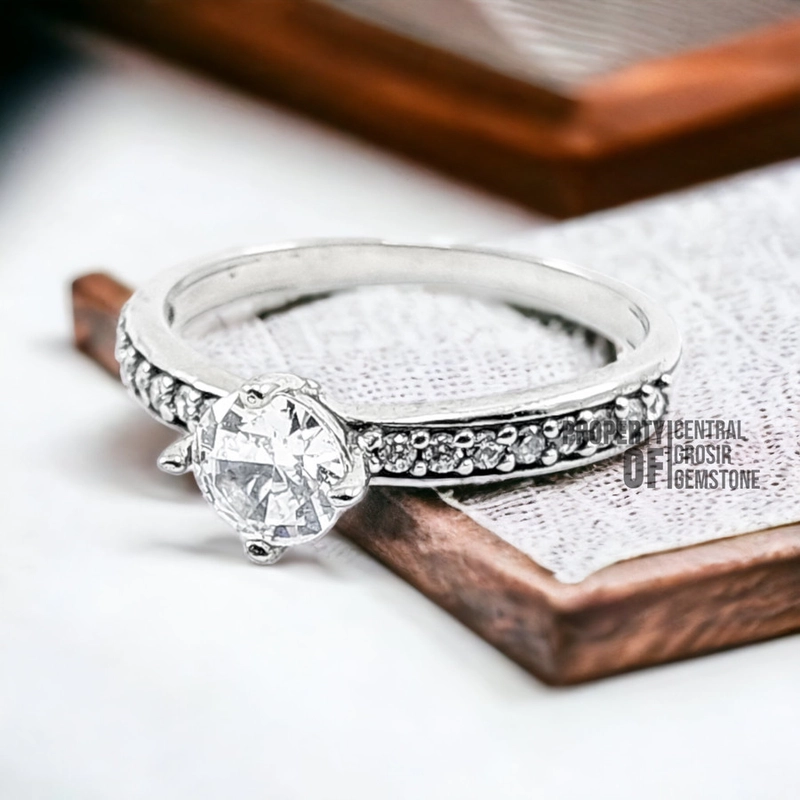 Product image CENTRAL GROSIR GEMSTONE - Cincin Perak Wanita 925 Silver Asli Permata Zirconia Like Ring Berlian 7 Silver