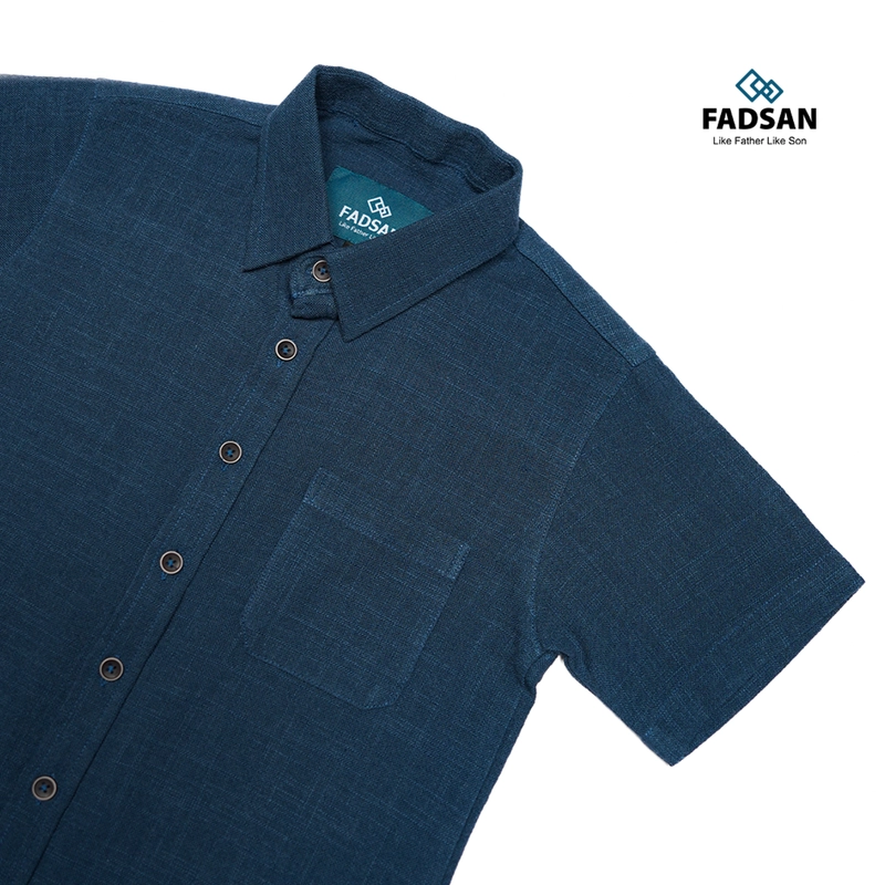 Product image FADSAN - Baju Kemeja Katun Polos Lengan Pendek Ayah Anak Warna Saphire - Ryu Series SIZE ANAK XS RYU SAPHIRE