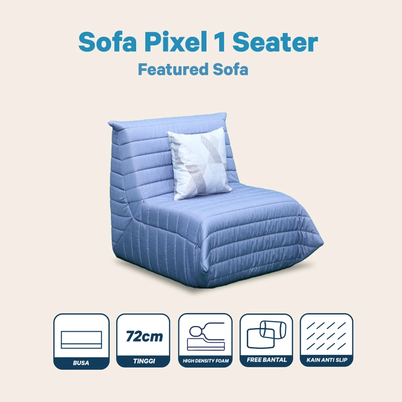 Product image Inthebox - INTHEBOX Sofa Pixel 1 Seater Free Bantal 1 Seater Biru
