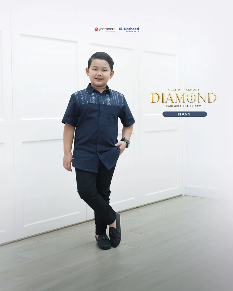 Product image Yasmeera Official - SARIMBIT 2025 DIAMOND SERIES - NAVY XXL KEMEJA ANAK SS