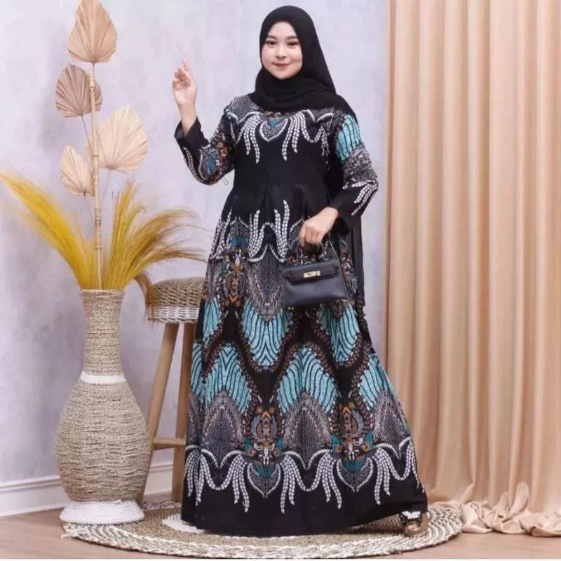 Product image Batik Alfin - Gamis Batik wanita Cantik ada 4 motif pilihan model kekinian terbaru Allsize 108 Gamis cantik 1