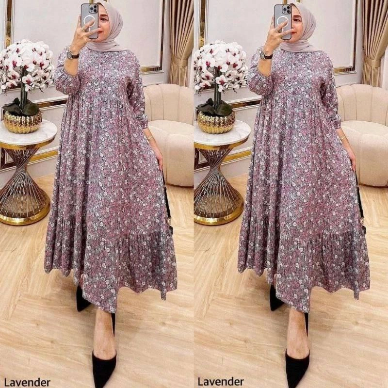 Product image Batik Alfin - Baju wanita cantik midi dress rose model kekinian terbaru Allsize Midi dres 1
