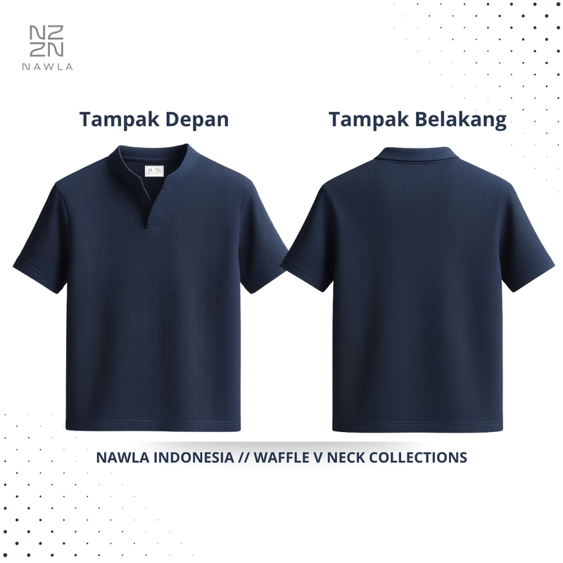Product image NAWLA - Kaos Waffle V Neck Lengan Pendek S Denim