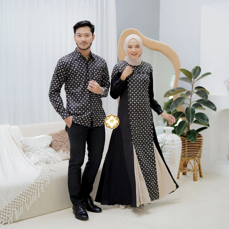 Product image Rambe Batik Indonesia - Batik Couple Gamis Lakshita Kualitas Halus dan Lembut Bisa Beli Pisah Kemeja Saja M A
