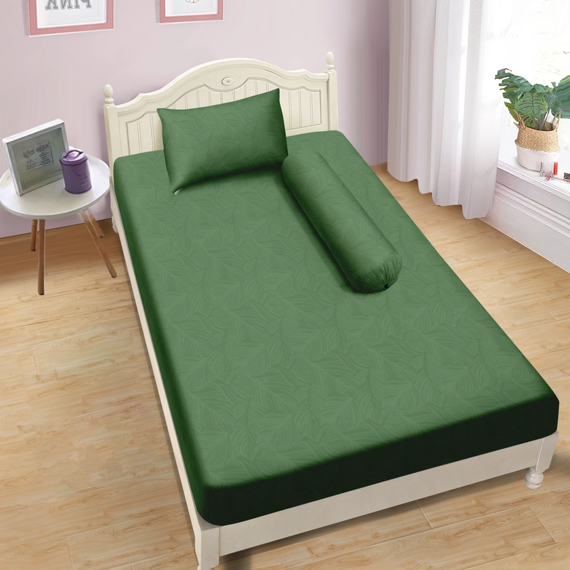 Product image LADY ROSE OFFICIAL - Aloha Max x Ayu Ting Ting Bed Cover Set Emboss Forest Green 120x200x25 Single Fitted