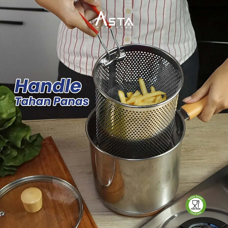 Product image Asta Homeware Official - Asta Panci Deep Fryer Stainless Steel Multi Fungsi Serbaguna 3 in 1 Tebal Food Grade Anti Karat Size 17 cm