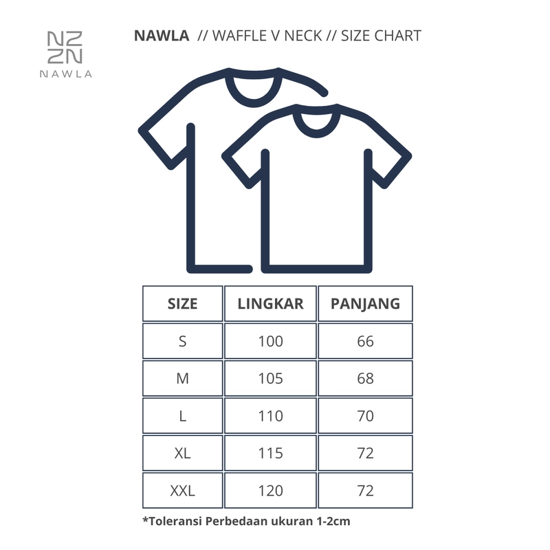 Product image NAWLA - Kaos Waffle V Neck Lengan Pendek S Denim