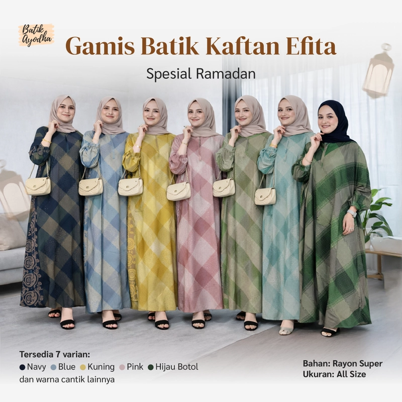 Product image Batik Ayodha - GAMIS BATIK KAFTAN EFITA JUMBO LD 160-170 Allsize Navy