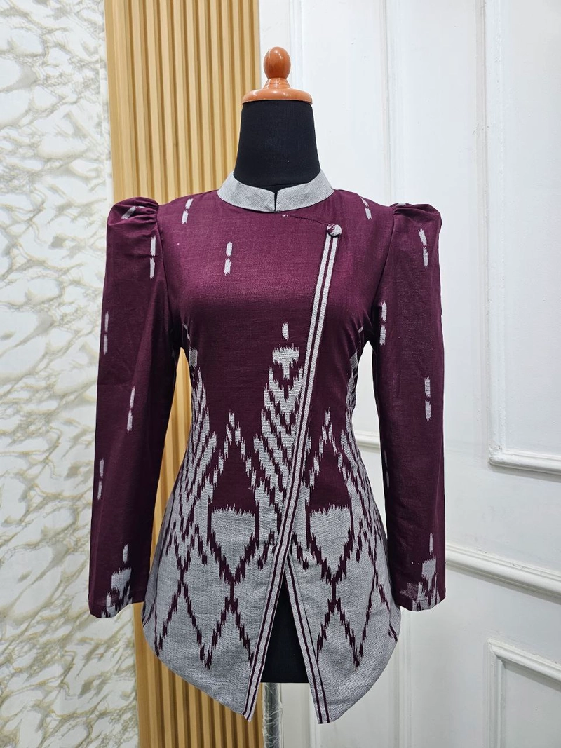 Product image Kois Batik - Batik Baju Kerja Modern Kekinian Berlapis furing motif songket S Blouse songket burgu