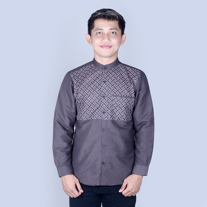 Product image MALLVOSE - KOKO KEMEJA PRIA DEWASA LENGAN PANJANG MOTIF DADA M COKLAT