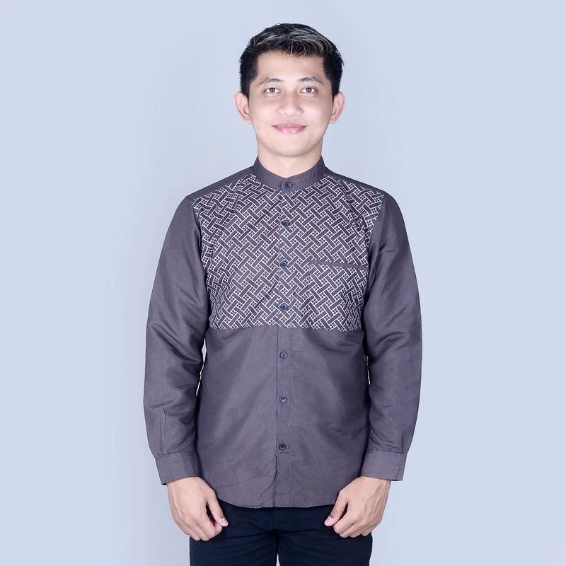 Product image MALLVOSE - KOKO KEMEJA PRIA DEWASA LENGAN PANJANG MOTIF DADA M COKLAT