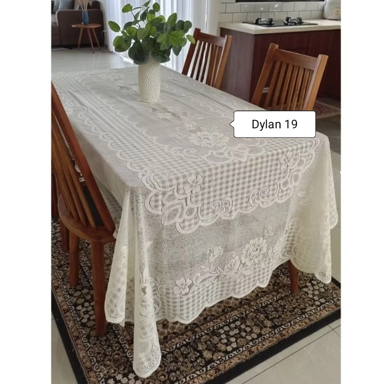 Product image Dylan 19 [TA] - Dylan 19 - Taplak meja makan neverending / taplak meja makan kain embos minimalis 135x180cm Putih tulang