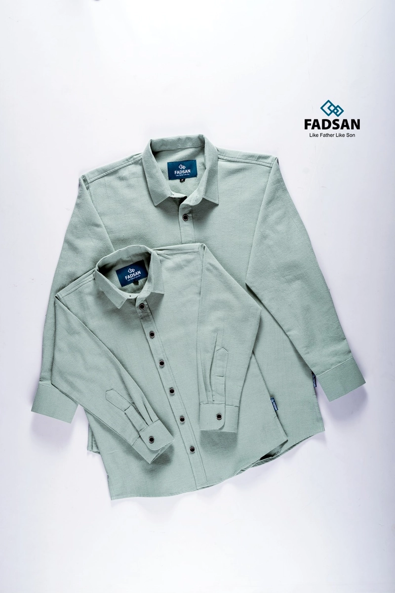 Product image FADSAN - Koko Bahan Katun Couple Ayah Anak Lengan Panjang Warna Mint Breeze - Grit Series SIZE ANAK XS GRIT MINT BREEZE
