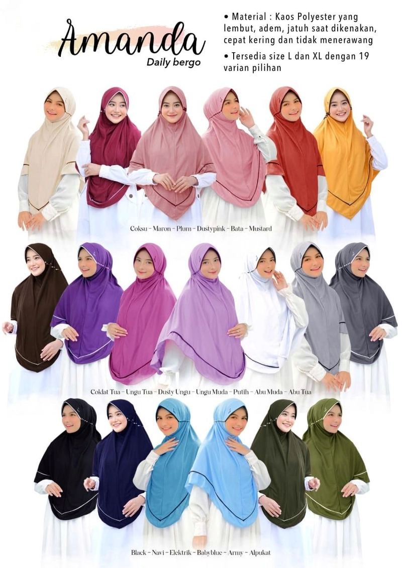 Product image AIZANA MOSLEM FASHION - Aizana - Bergo Pet Tali Serut Amanda L Plum