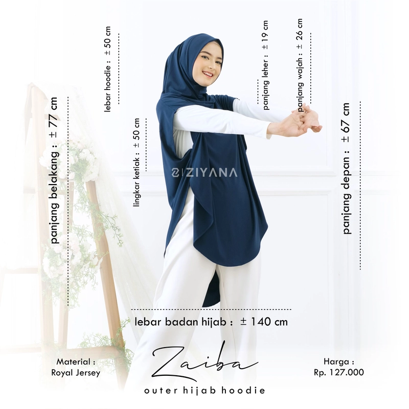 Product image Ziyana Hijab - ZAIBA OUTER HIJAB HOODIE ALL SIZE NAVY