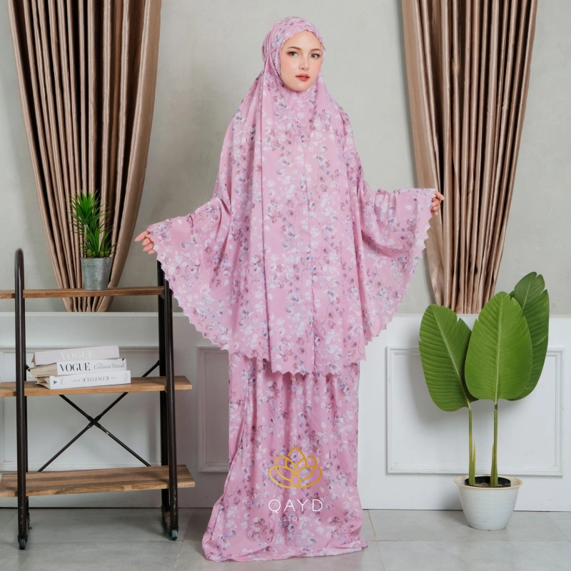 Product image qaydstoreid - Mukena 2in1 Parasut Dahlia Korea Motif Premium parasut melati Pink