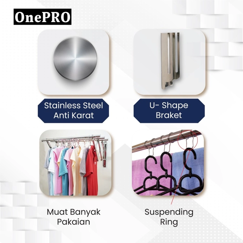 Product image Liveo - Jemuran dinding ONEPRO OP-A5150 5000 silver
