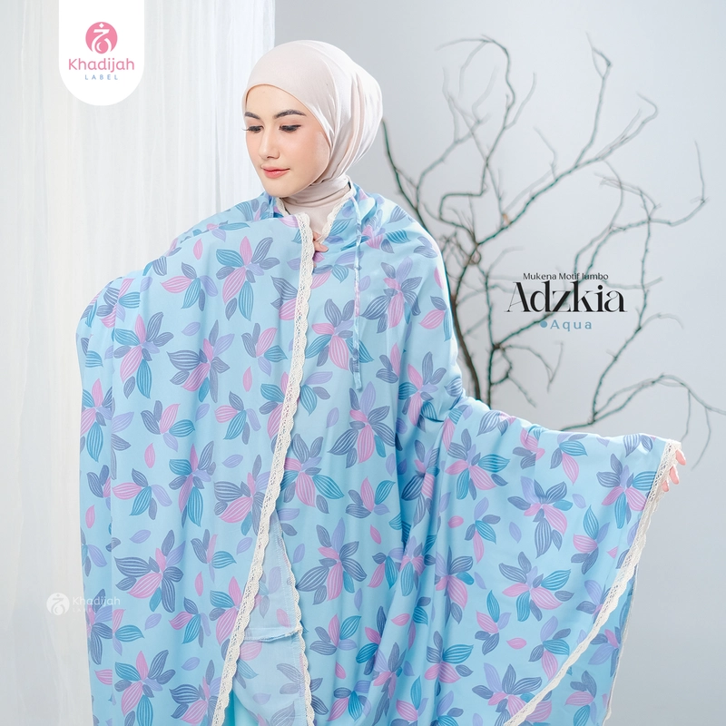 Product image KhadijahLabel - Mukena Jumbo Dewasa Motif Adzkia Jumbo Aqua