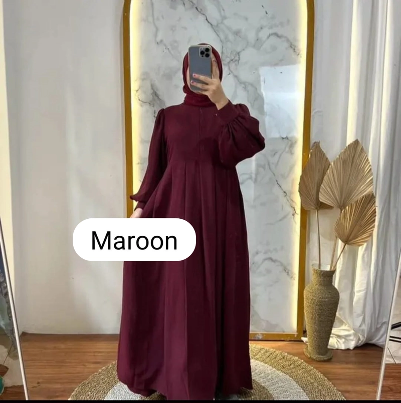 Product image Jembar - Safa Dress Crinkle Airflow Gamis Formal Muslim Flowy Balon Nyaman SIZE 1 M/L Maroon