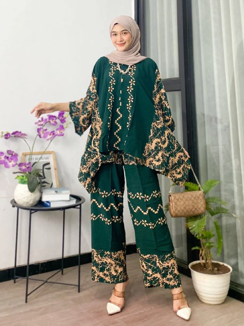 Product image Batik Ayodha - SETELAN WAKA SARAH ALLSIZE JUMBO Allsize Hijau Botol