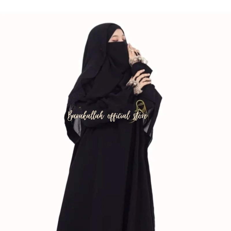 Product image Barakallah official store - Gamis Mariam M Hitam Renda Cream