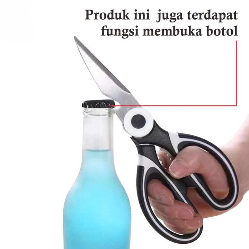 Product image KAMJE Gunting Dapur Serbaguna Multifungsi Potong Daging Tulang Buka Botol Stainless Steel KMJ009 KMJ009 HITAM