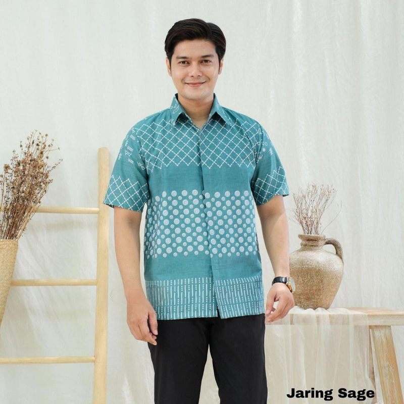 Product image Kois Batik - Kemeja Batik Lengan pendek baru motif jaring xxl jaring sage