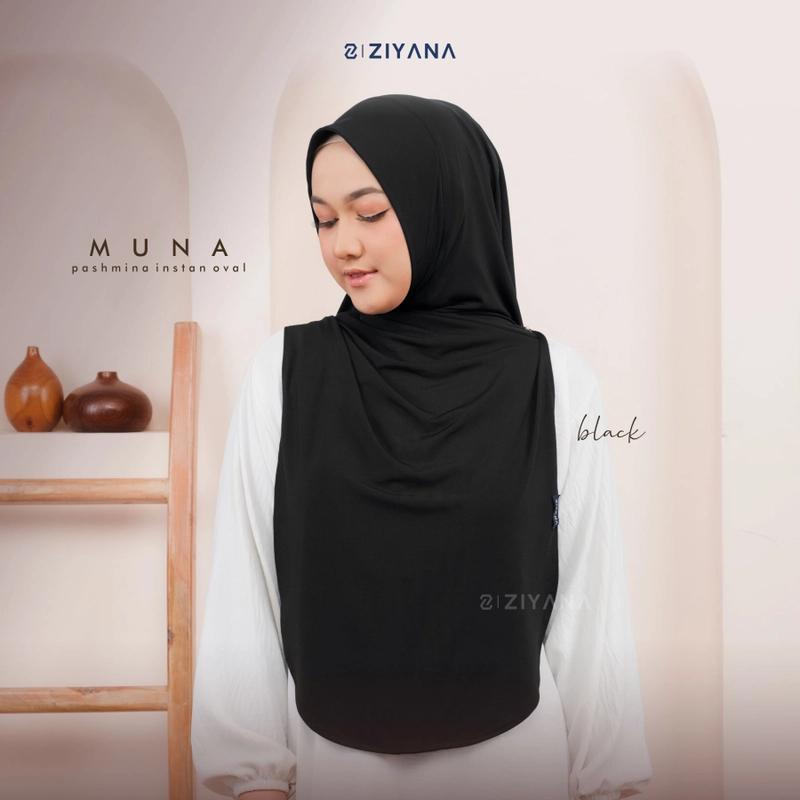 Product image Ziyana Hijab - Pashmina Instan Oval Malay Bahan Jersey Premium Muna All Size Black