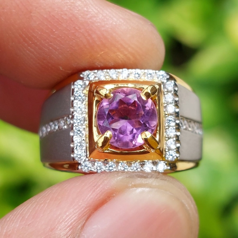 Product image CENTRAL GROSIR GEMSTONE - Cincin Batu Amethyst Asli Natural Kecubung Ungu Ring Perak Silver 7 Ungu
