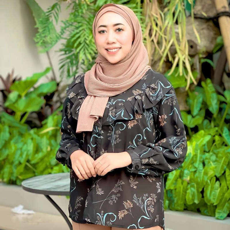 Product image [BIG1] BELI 1 GRATIS 1 - Baju Atasan Wanita Amily Kemeja All Size fit to L Hitam