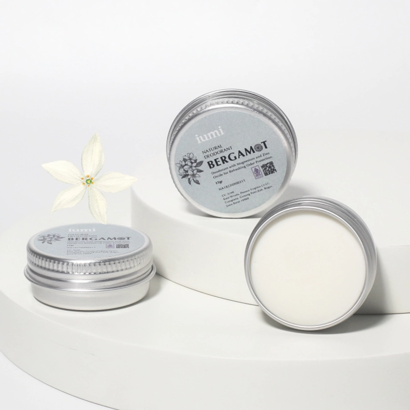 Product image IUMI - Bergamot Natural Deodorant Dengan Magnesium Hydroxide Penghilang Bau Badan 15 gr Aluminum Pot 15 gr
