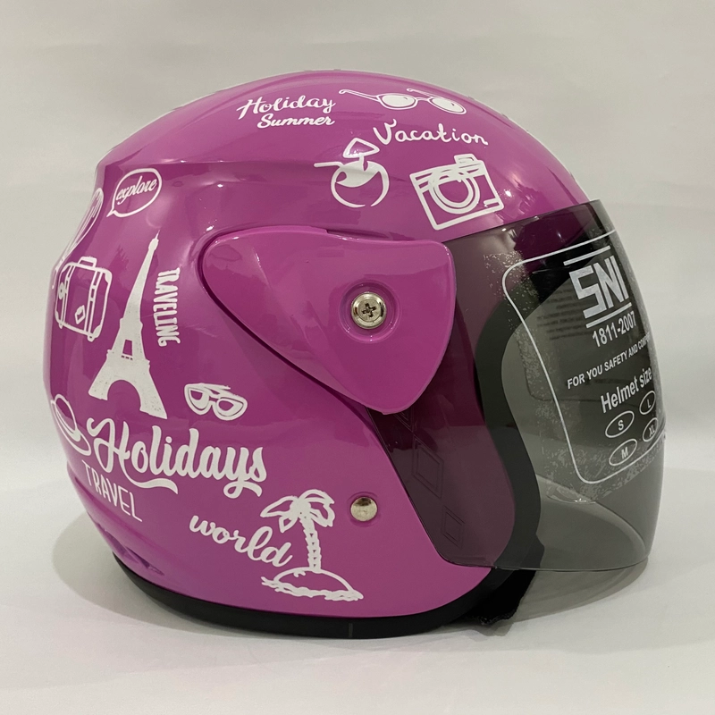 Product image Helm Nuvo Traveling Pink Glossy - Helm SNI - Helm Dewasa L Nuvo Traveling Pink Glossy