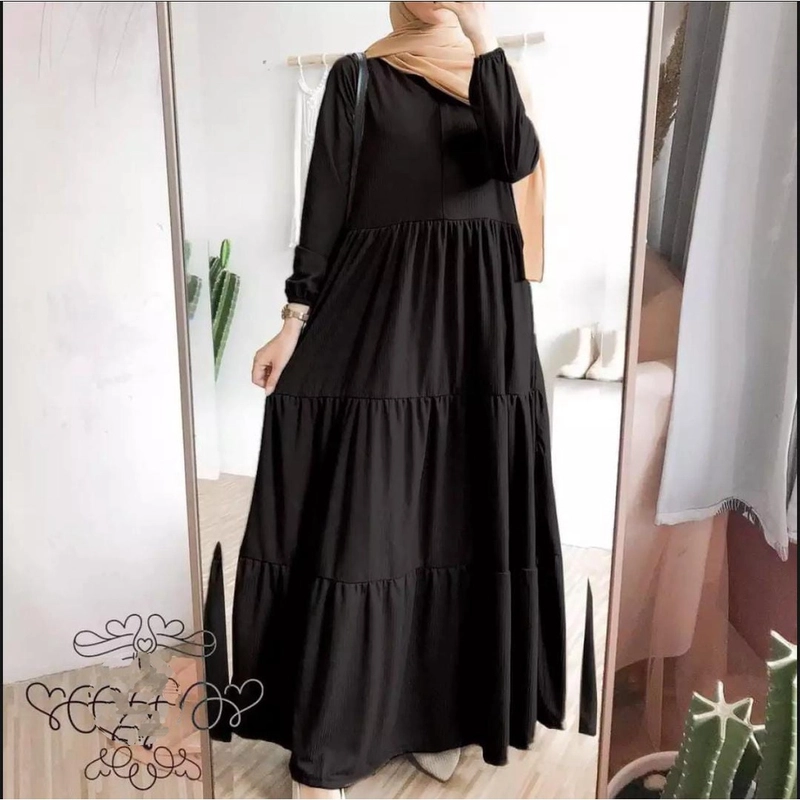 Product image HijabOutfit - Gamis Dress Rempel Susun Crinkle Airflow M Hitam