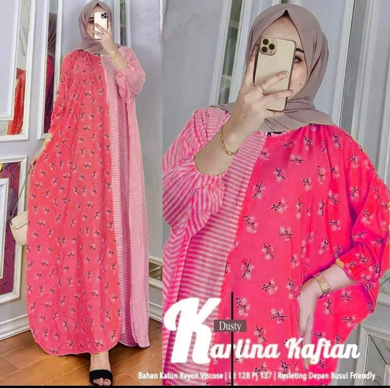 Product image Nauriya Fashion - KAFTAN ZIGZAG ALLSIZE JUMBO Allsize KARLINA PINK